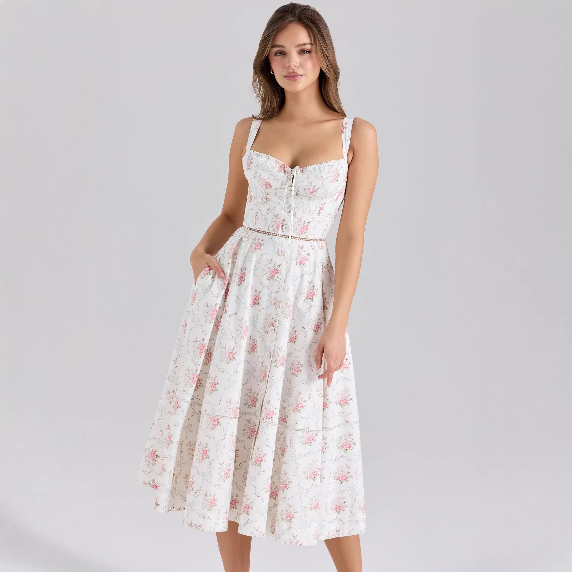

Skirt summer French sexy waist pendulum high-end temperament dress women XL