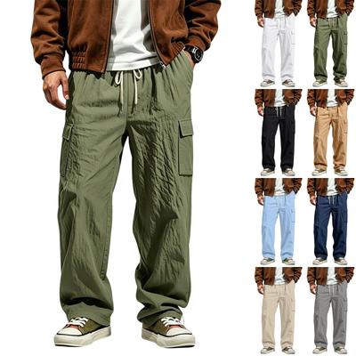 Men's Lightweight Breathable Cargo Pants Loose Fit Multi Pocket Workwear Casual Trousers Suitable for All Seasons Wide Leg Design