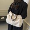 Fashion Stylish Women Shoulder Tote Bag Nylon Durable Commuting Handbag Two Pockets Solid Color Large Capacity Handbag Office