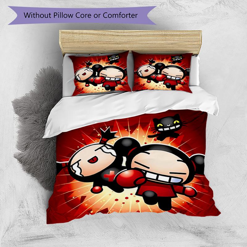 3pcs Pucca1 pattern bedding set duvet cover set includes duvet cover &pillowcases, perfect all season bedroom decoration & gift