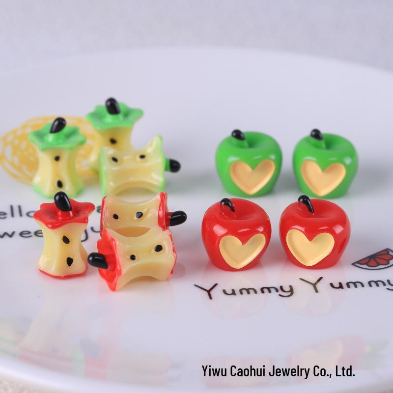 3D Red Heart Apple Core Resin Keychain/Phone Strap Pendant