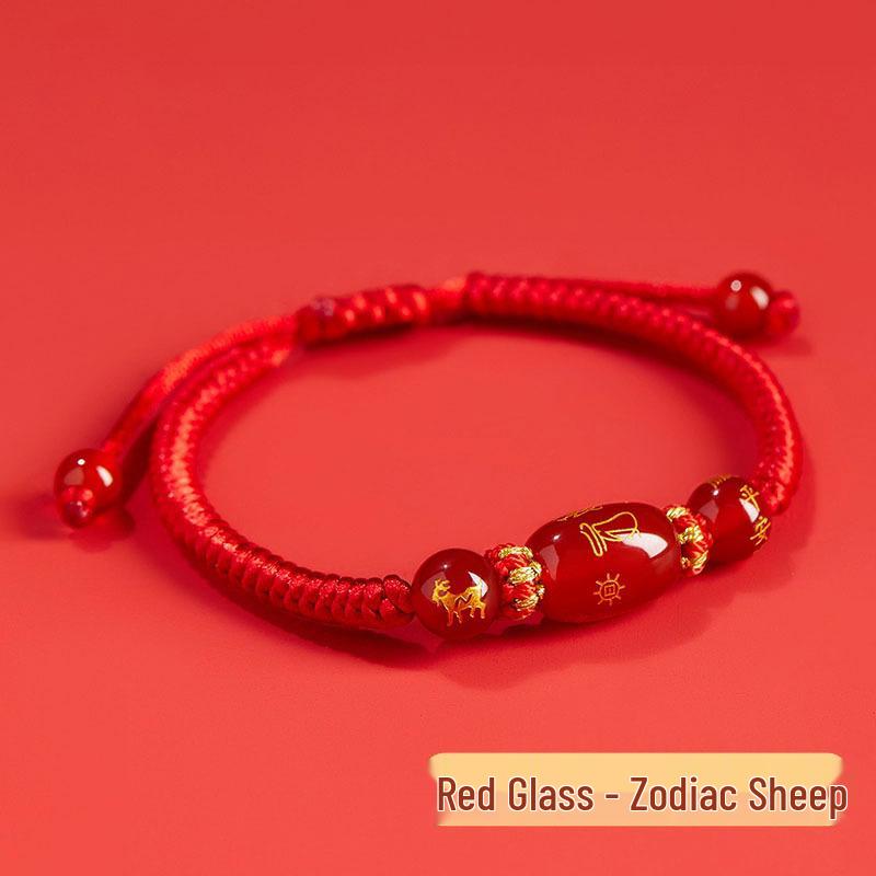 2026 Year of the Horse Zodiac Red Rope Bracelet - Women's/Men's Tai Sui Protective Charm for Horse, Rat, Ox, Rabbit Signs