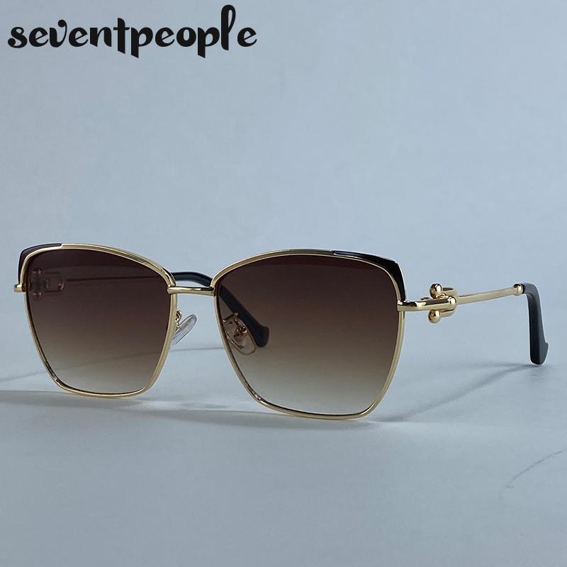 Oversized Sexy Cat Eye Sunglasses Women  Luxury Brand Trendy Metal Square Sunglass For Ladies Vintage Driving Shades UV400