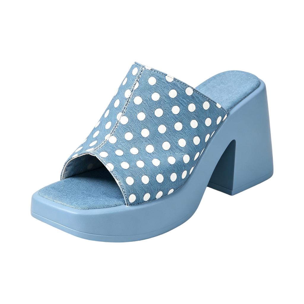 Women's Open Toe Slide Sandals Chunky Block Heel Platform Sandals Casual Beach Shoes Slip On Thick Sole Summer Footwear