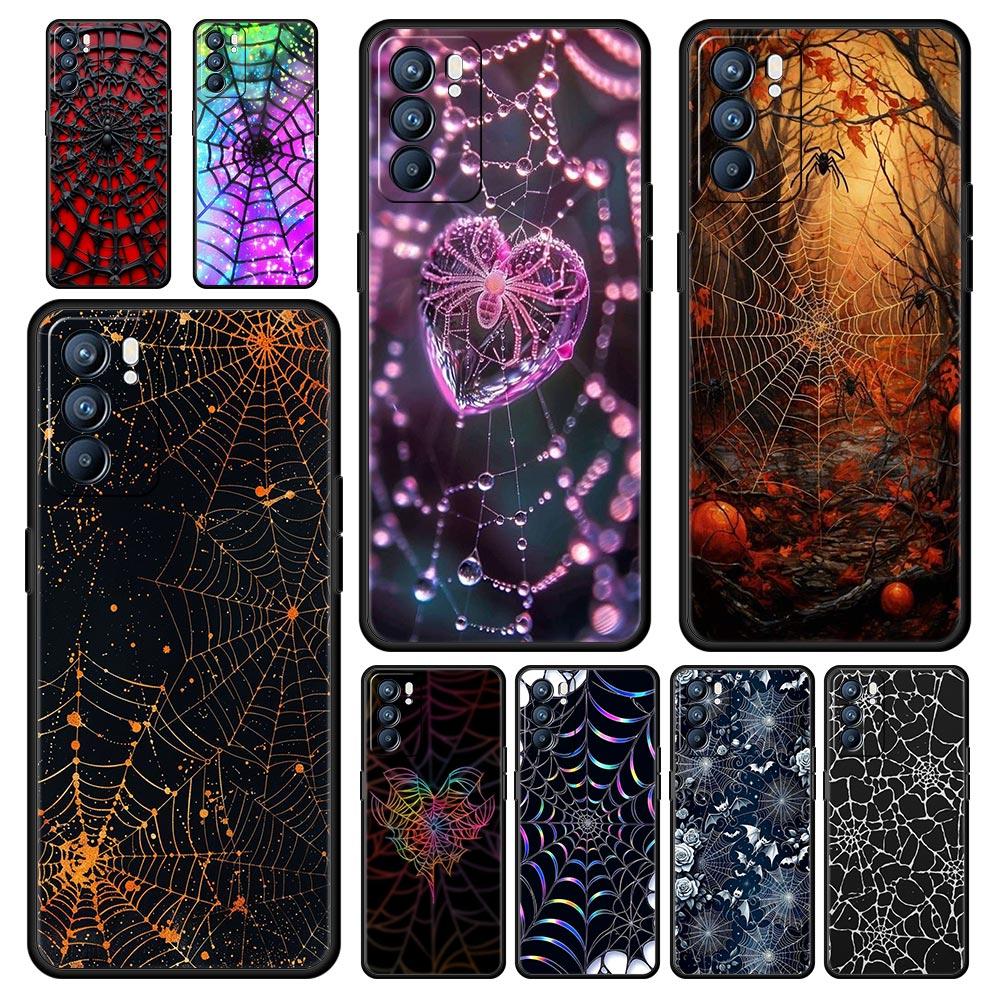 Spider Web Phone Case For Oppo A17 A31 A54 A57 A78 A79 A98 Find X5 X6 Reno 6 7 8 10 11 12 13 F Pro 5G Soft TPU Cover Fundas Bags
