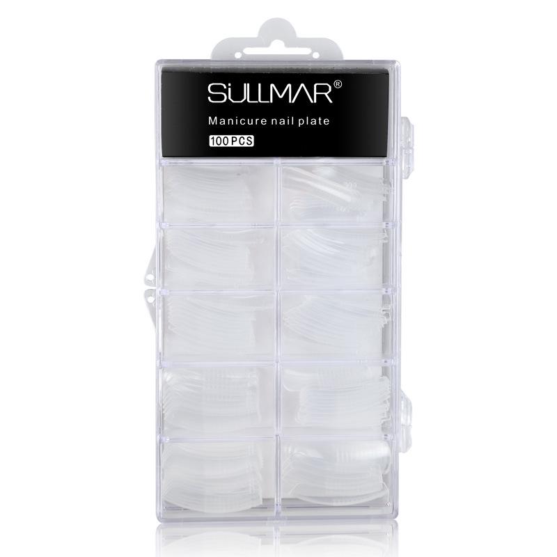 100-Piece Nail Extension Crystal Gel Tips with Scale - Quick, No-Holder Needed