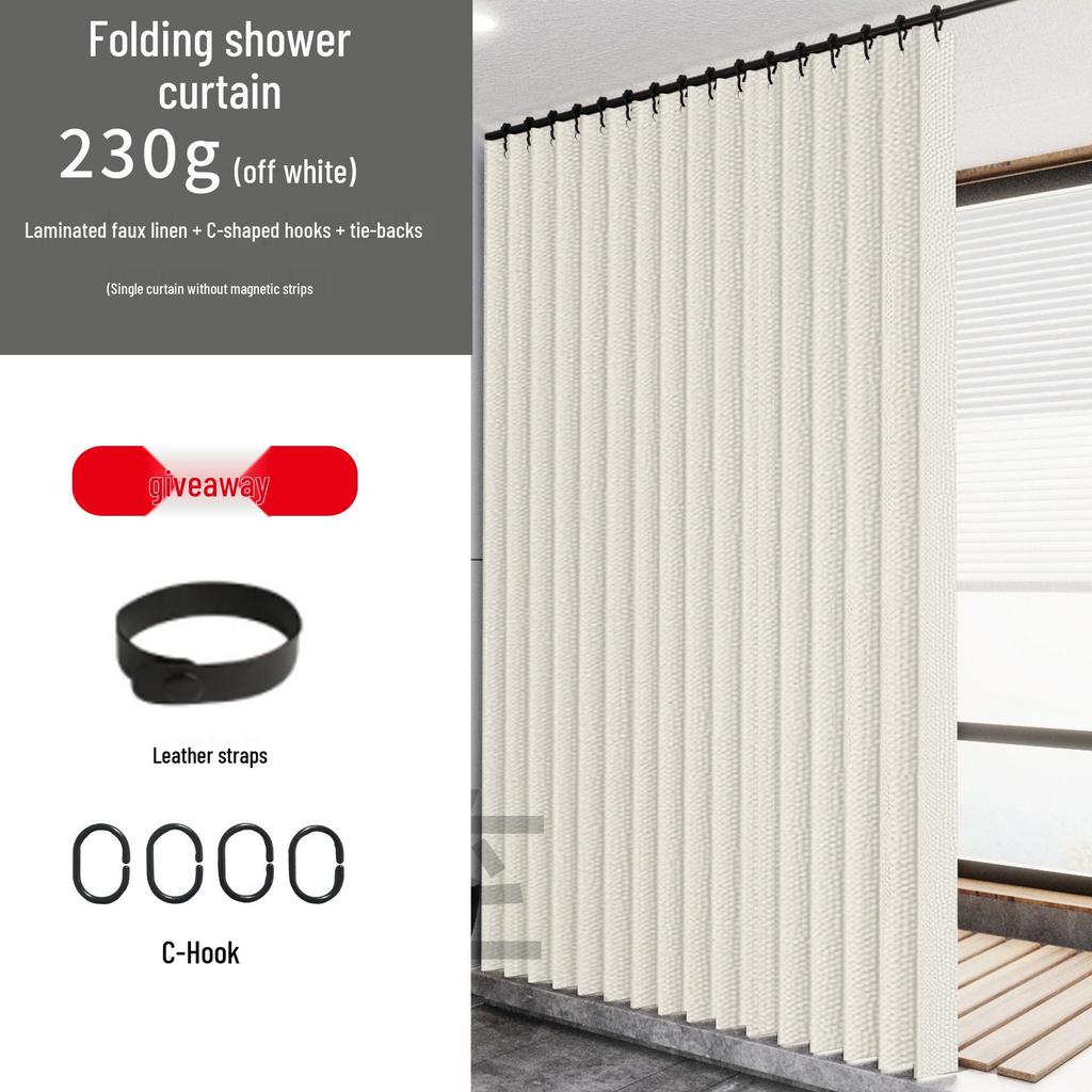 Vattentätt Vikbart Duschdraperi för Toaletter och Badrum, Stansfri Imitation Linne Avdelare.