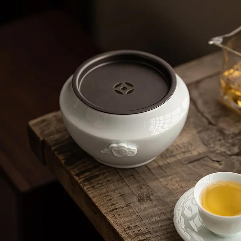 

550 мл Керамика печи Хутянь Цвет теневого зеленого Цзяньшуй Ретро Чаша для умывания чая Пенал для кистей для каллиграфии Резервуар для сбора чайного осадка Украшения для чайной церемонии