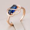 Unusual Shiny Oval Blue Natural Zircon Ring For Women Luxury  Rose Gold Color Wedding Party Daily Jewelry Best Gift