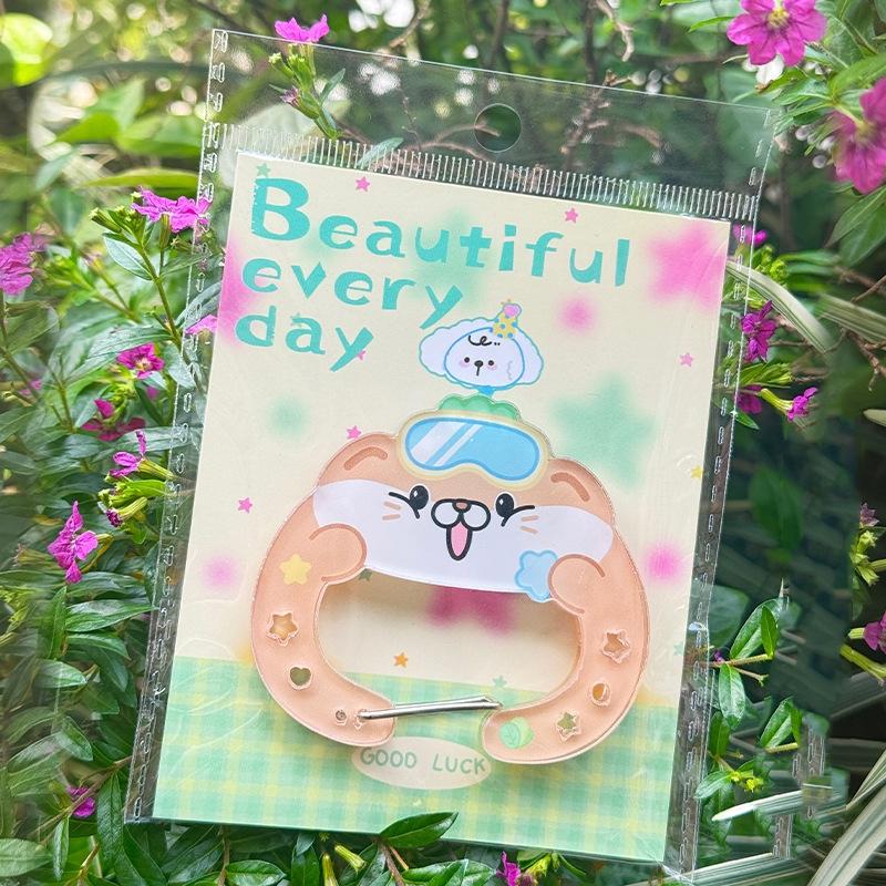 Cartoon-Tiere Karabiner Bergsteiger-Schnalle Poröse Acryl-Schnalle Schlüsselanhänger Rucksack-Ornament Mehrzweck-Schlüsselanhänger-Haken