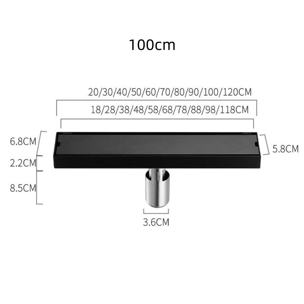 SUS 304 Stainless Steel Rectangle Shower Drain Linear Shower Floor Drain with Tile Insert Grate Bathroom Drainage Device
