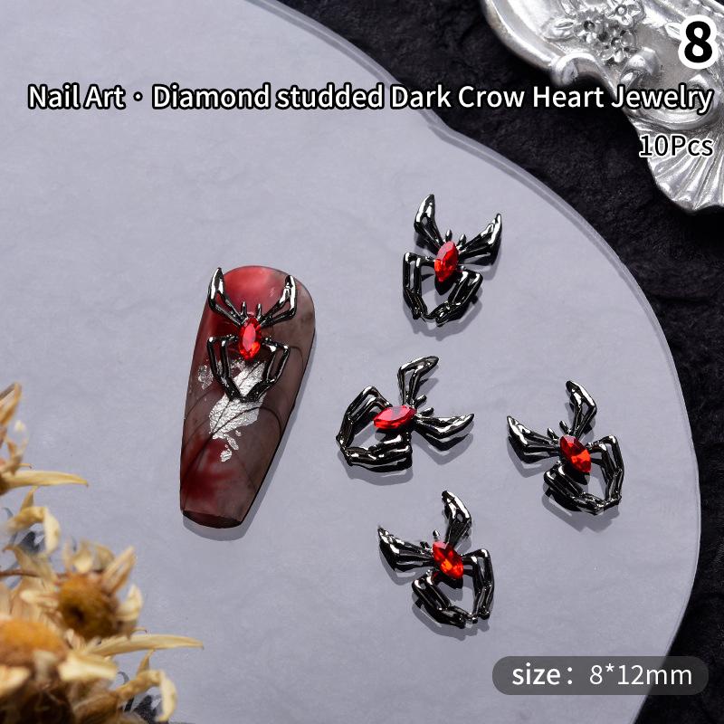 10 Stücke Halloween Element Nagel Diamant Menschlicher Schädel Spinne Form Diy Charms Dekoration Persönlichkeit Stereoskopischen
