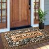 VIKAMA Vintage Stone-Effect Tile Doormat Anti-Slip & Noise-Reducing Entrance Hall Mat Bedroom Entrance & Bedside Rug Home Decor