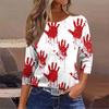 Harajuku 3D Horror Halloween Print Sweatshirts Red Bloody Patterns Graphic Round Neck Hoodies Women Fashion Clothing Sweatshirt