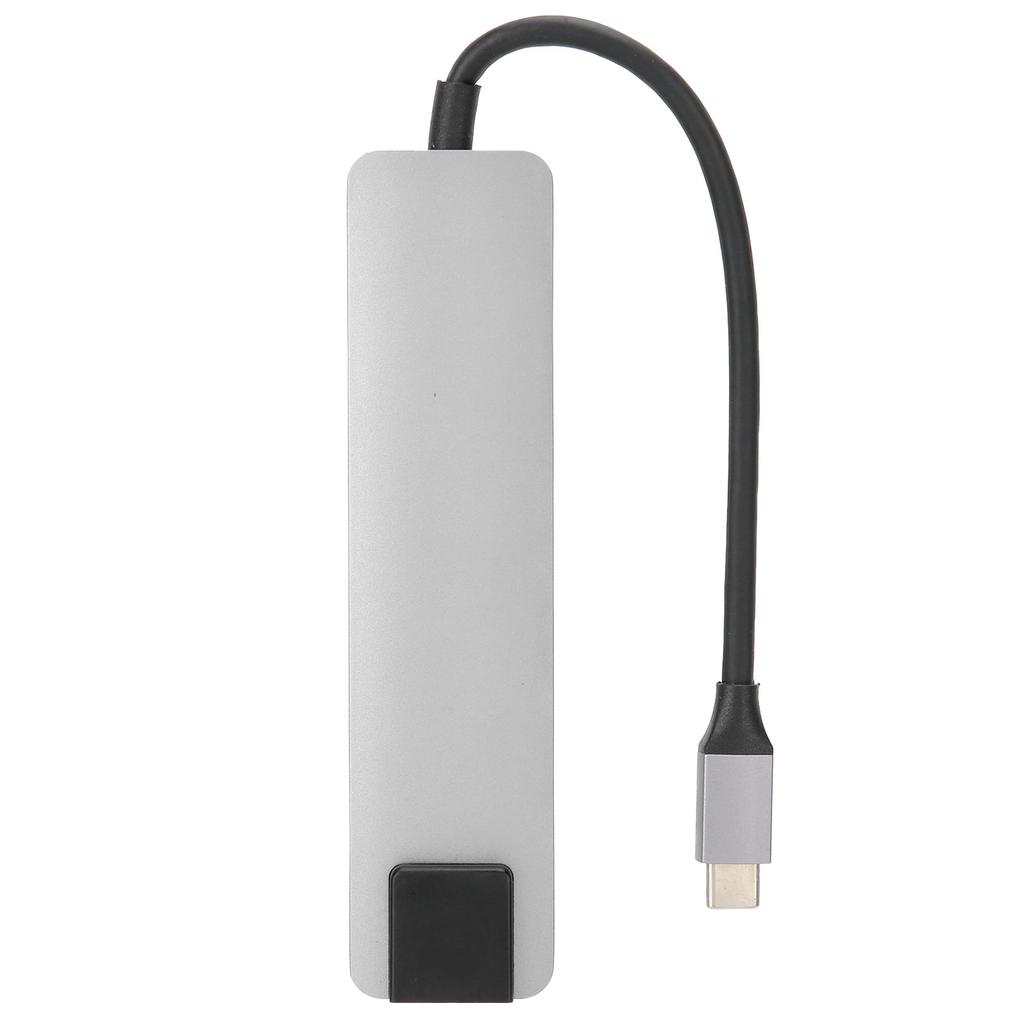 6 in 1 Erweiterter externer HUB USB 3.0 HDMI RJ45 Display Mutiport Adapter Rollenmaschinenlinie Typc Grau