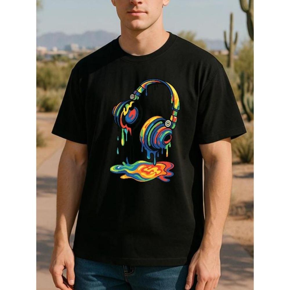 

European Sizes Print Mens T-Shirt _ Soft, Medium-Stretch Blend Fabric, Regular Fit, Comfortable and Versatile, Perfect for Everyday Casual Wear S чёрный