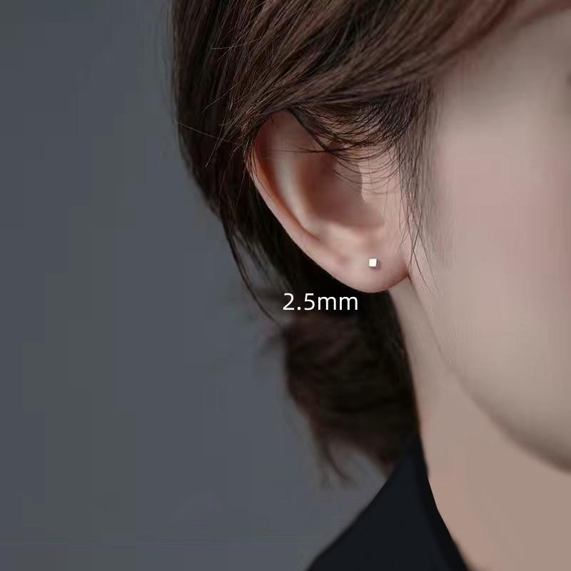 2Pcs Square-shaped stud earrings for ladies, simple and elegant.