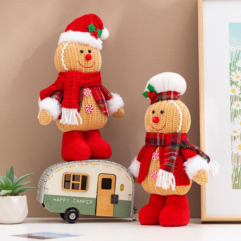 Christmas Gingerbread Man Knitting Plush Doll Xmas Decoration Stuffed Toys Gifts