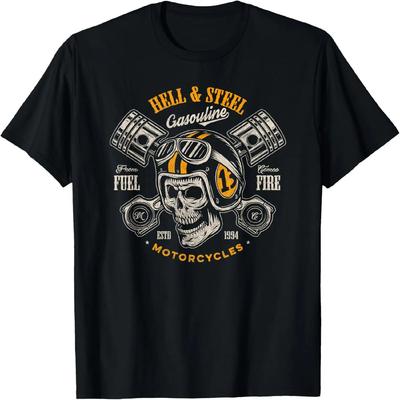 Hell And Steel Biker Schedel Motorfiets Heren T-shirt