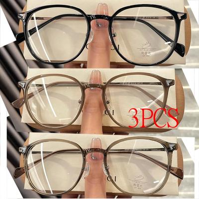 3PCS Ultra Light Oval Frame Reading Glasses Anti Blue Light Women Myopia Glasses Transparent Lenses Fashionable