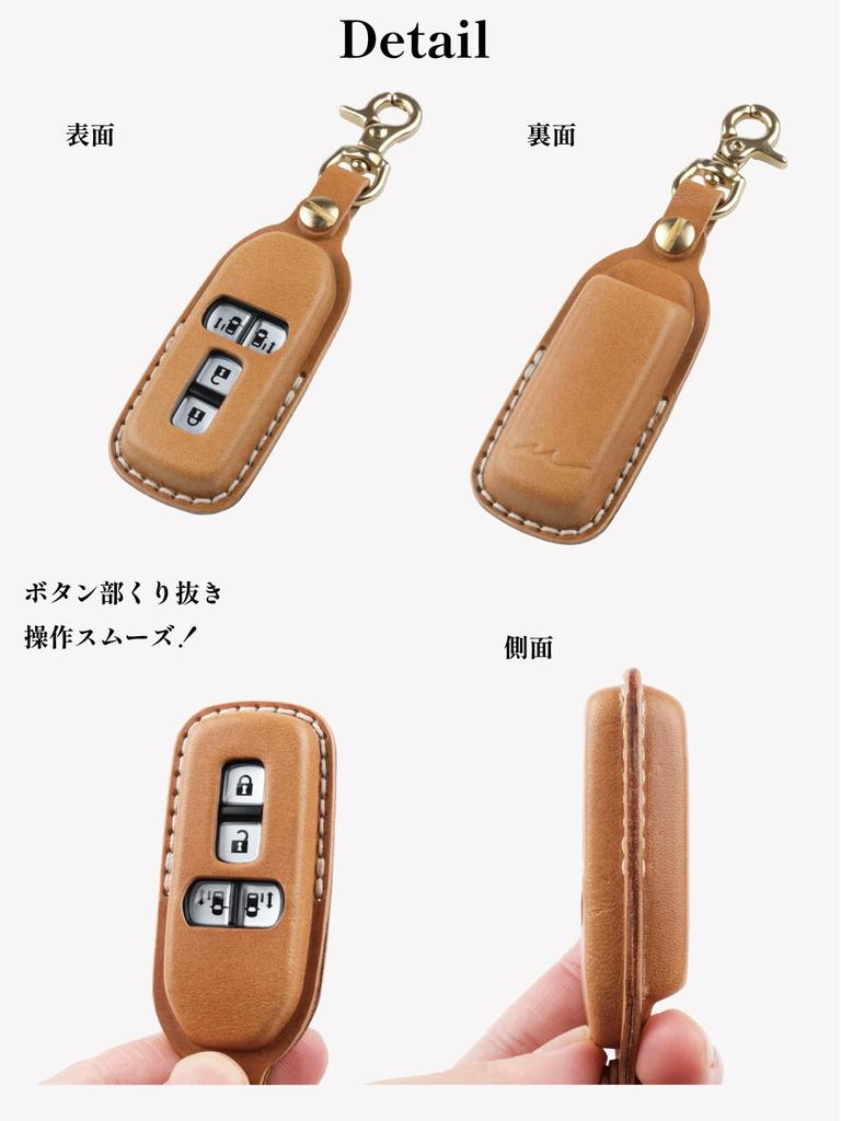 Usable NBOX Key Premium Genuine Italian Compatible with and JF4 Case, Leather, N-BOX, N-BOX Custom, N-BOX JF1, JF2, JF3, (4-Button, Black)