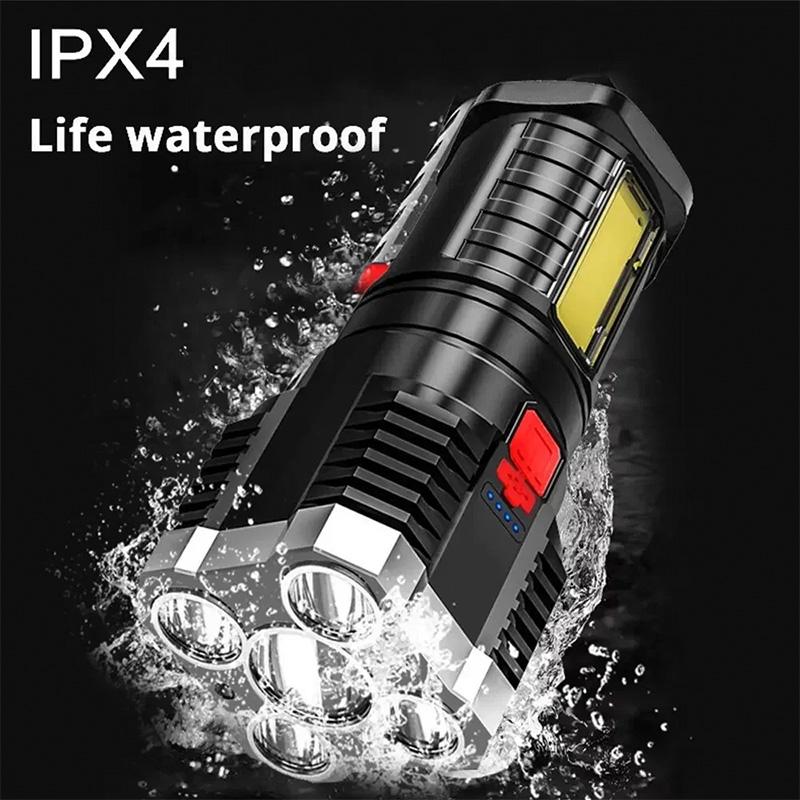 High Power LED Flashlight 5 Core COB Work Light USB Rechargeable Camping Torch Spotlight Waterproof 4 Modes Outdoor Lamp Lantern