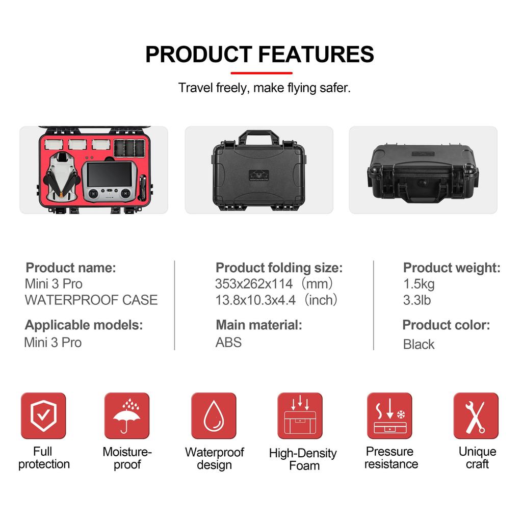 STARTRC Mini 3Mini 3 Pro Case, Waterproof Hard Carrying Case for DJI Mini 3Mini 3 Pro Accessories (Mini 3Mini 3 Pro RC)