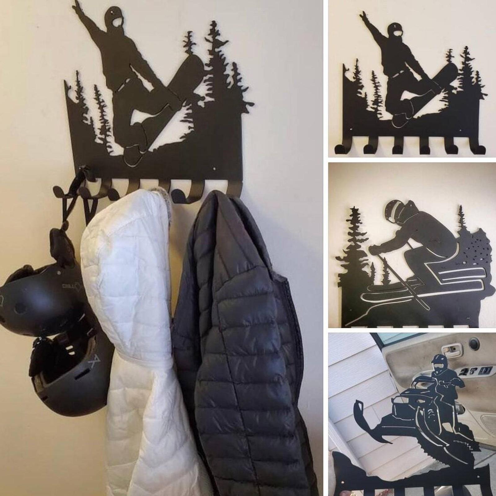 

Металлический настенный декор для лыж, стойка для лыжника, домашний декор, крючок для ключей, настенный крючок для пальто, дверная вешалка, настенная вешалка