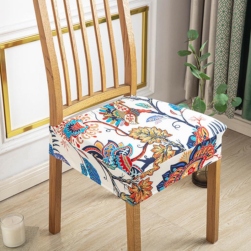 

New Color Elastic Chair Cover Printed All-Inclusive Non-Slip Dining Chair Cushion Cover Home Hotel One-Piece Chair Cover Printed Double Rubber Band