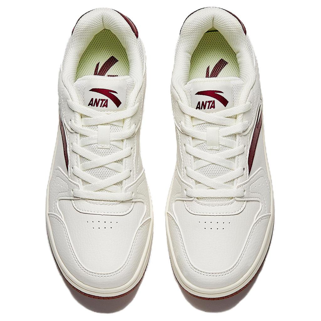 New Anta Original Year Slip Resistant Height Increasing Low top Skateboard Shoes Women's White Red 122538034R-7