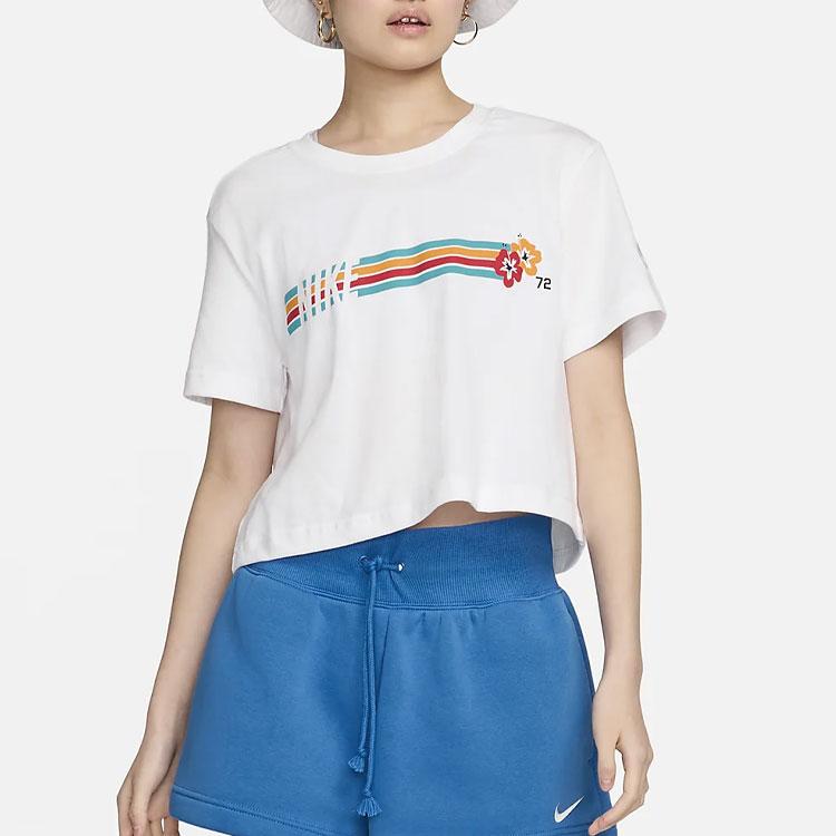 Nike Sportswear Round Neck Pullover Comfortable Casual Sports Short Sleeve Drop Shoulder T-Shirt Women T-Shirt White HF4616-100