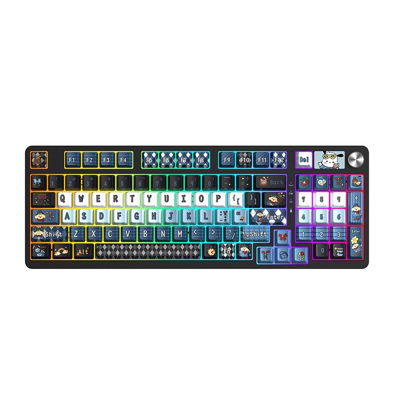 98-Tasten Kabellose Bluetooth Tri-Mode Mechanische Tastatur mit Blauen, Schwarzen, Braunen, Roten Schaltern - RGB für Gaming, Büro, Esports, Mädchen.