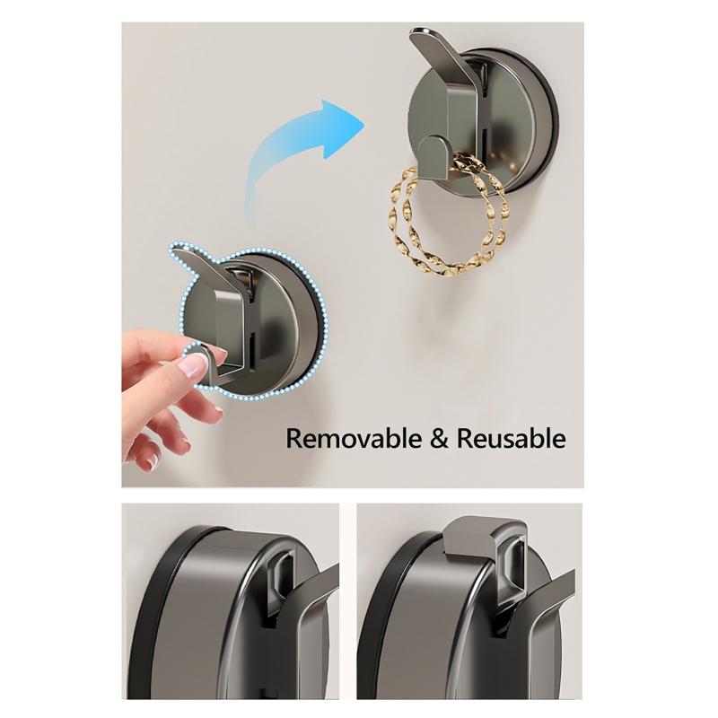 3pcs Strong Suction Cup Hook Not Drill & Rustproof Wall Hook Easy Installs Suction Hook Hangers for Bathroom & Kitchen