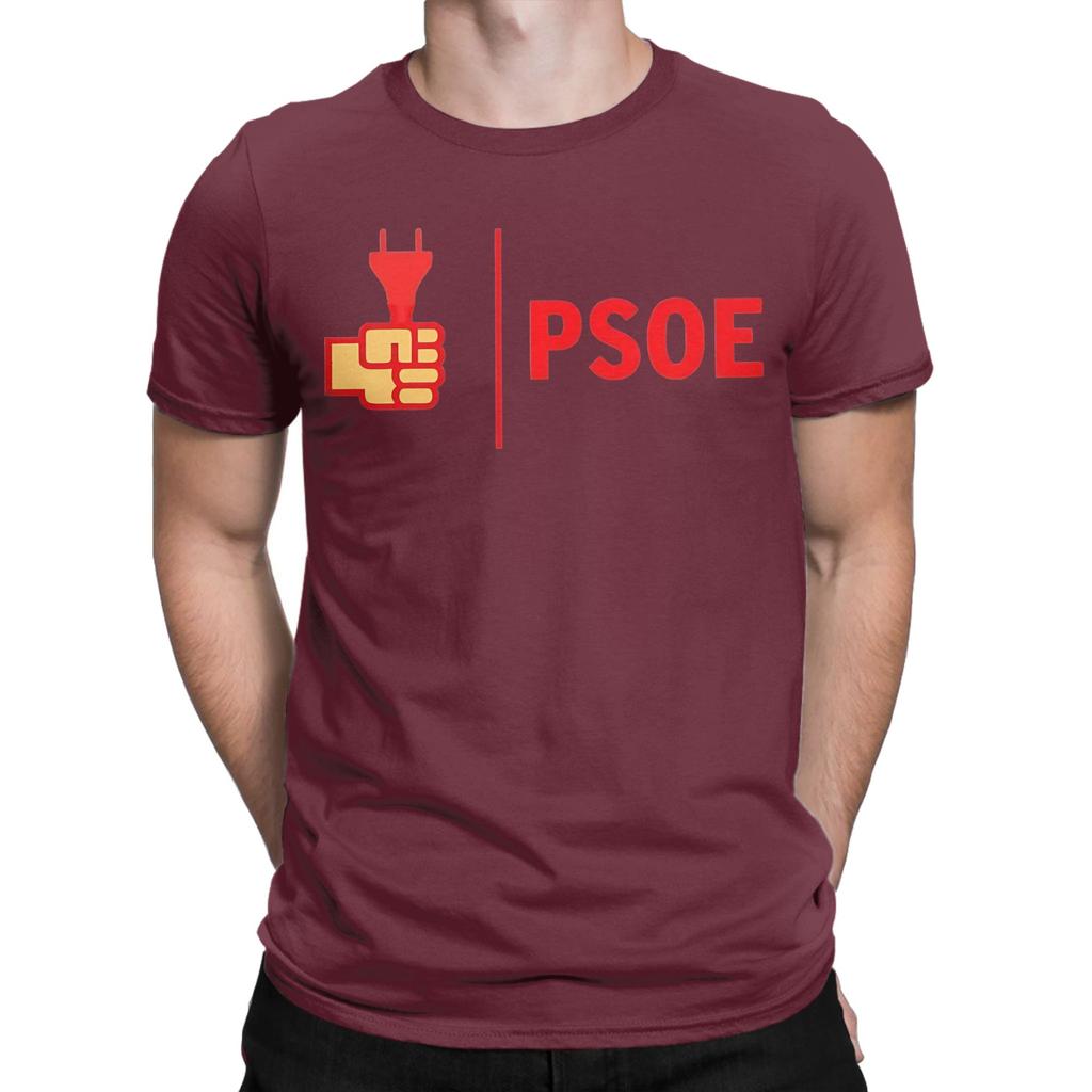 T-shirts Homme Logo Psoe Pedro Sanchez Hauts en Coton Nouveauté Manches Courtes Col Rond T-shirt Graphique Imprimé T-shirt