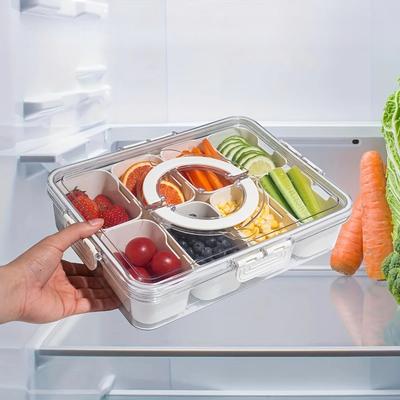 8 Grid Snack Stoarge Box with Lid and Handle Portable Food Box for Sweets Vegetables Biscuits Nuts Food Serving Tray