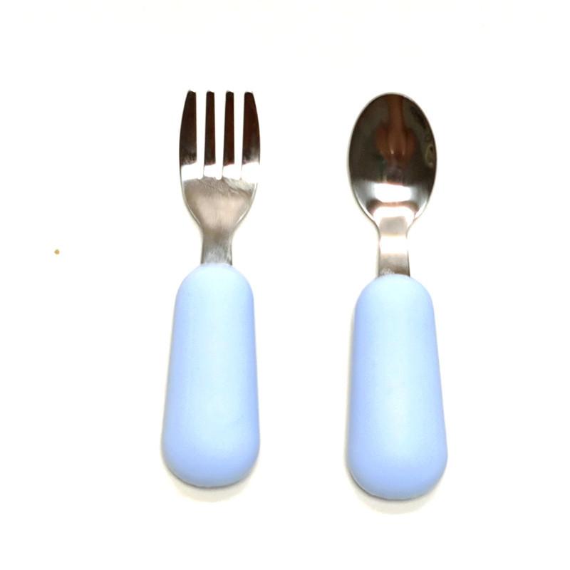 

Children Fork Spoon Collection Infant Fork Spoon Brief Handle Stainless Steel Silicone Fork Spoon Infant Supplement Fork Spoon небесно-голубой