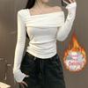 2025 New Trendy Korean Style One-Shoulder Long-Sleeve Top