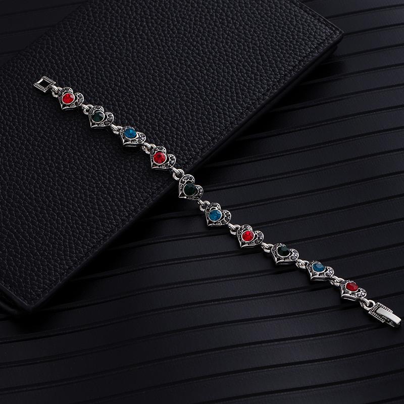 Ethnic Turquoise Diamond Flower Elegant Emerald Bracelet Vintage Western Ladies Geometric Bracelet Premium