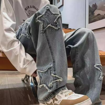 Herren Amerikanische Mode Weitbeinjeans - Schlaghose, Lockere Passform, Frühling/Herbst Design