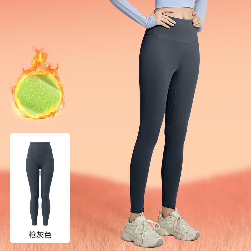 Juyitang Winter Velvet Thickened Yoga Pants, Belly Lift Buttocks, Windproof and Warm Sports Tight Fitness Pants