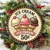 Vintage Ice Cream 8x8 Inch Metal Tin Sign Retro Wall Decor for Kitchen Cafe Bar