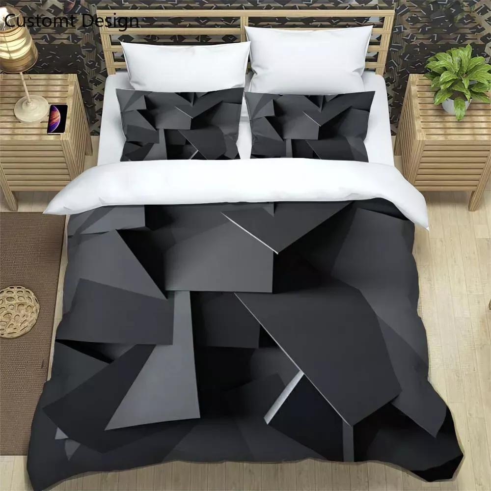 3D moderní abstraktní geometrické minimalistické tištěné povlečení s manželskou postelí velikosti Queen Povlečení na míru Sada povlečení velikosti King Měkké a pohodlné