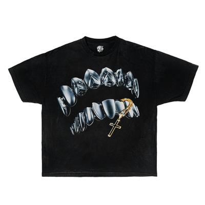 Iced Out Grillz Cross Chain Graphic T-Shirt Hip Hop Streetwear Y2K Urban Fashion Unisex T-Shirt