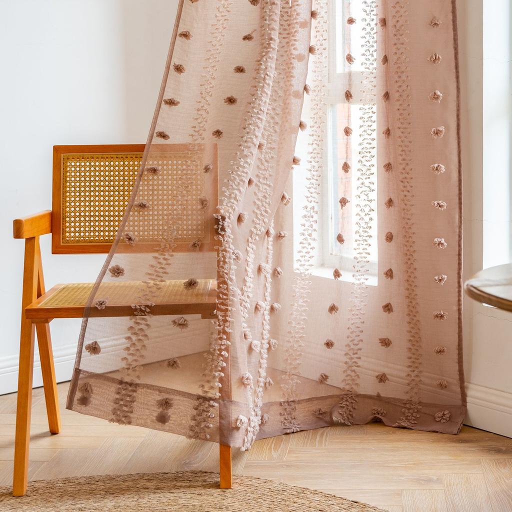 Americký venkovský retro závěs hotový balkon průhledný ložnice jídelna kuchyň dutý elegantní střapatý arkýřový závěs