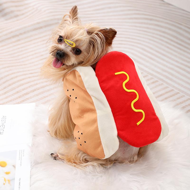 Halloween Dog Clothes Funny Hot Dog Shaped Pet Costume For Small Dogs Cats Adjustable Puppy Dress Up Dachshund Pug Party Suit