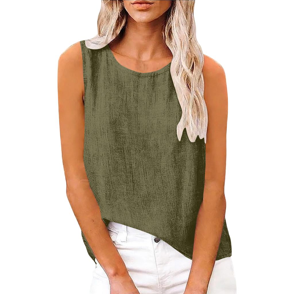 Women's Sleeveless Cotton And Linen Top For Spring And Summer