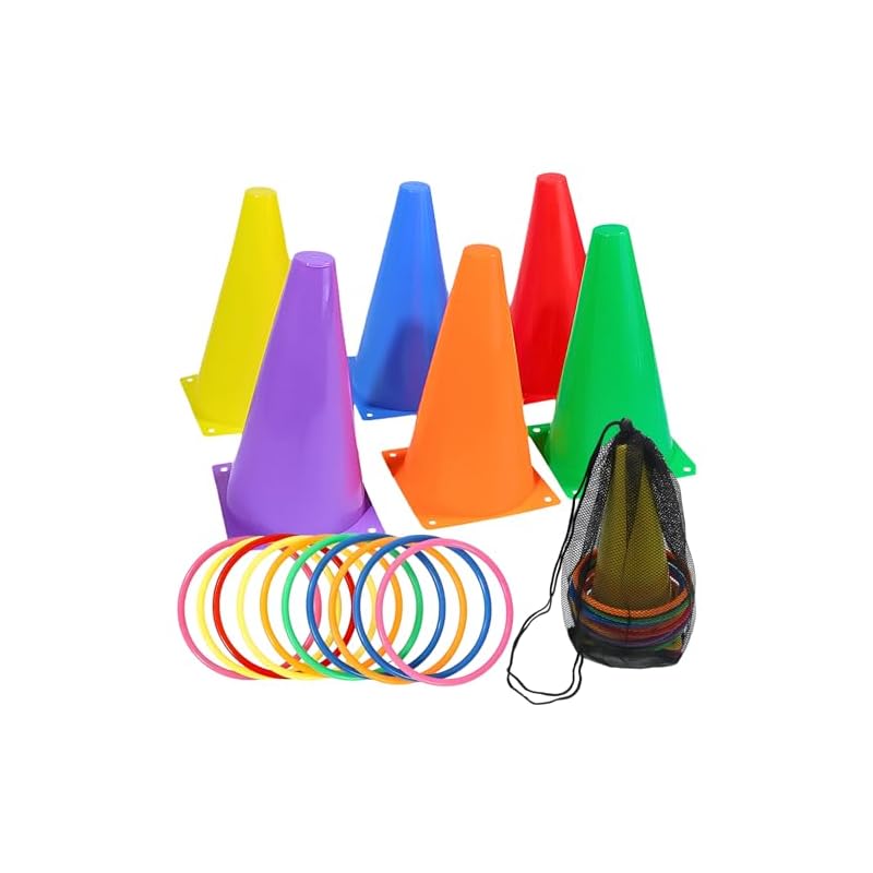 Charmoon Ring Toss Set with Colored Cones, Rings, and Storage Bag, Perfect for Indoor and Outdoor Play, Festivals, Parties, and Kids' Toys and Games