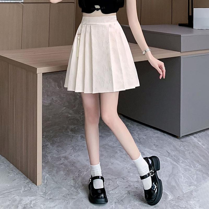 Spring And Summer National Wind New Plus Size Skirt Chinese Pleated Skirt With Elastic Waist High Waist Jacquard Fashion Slim Skirt