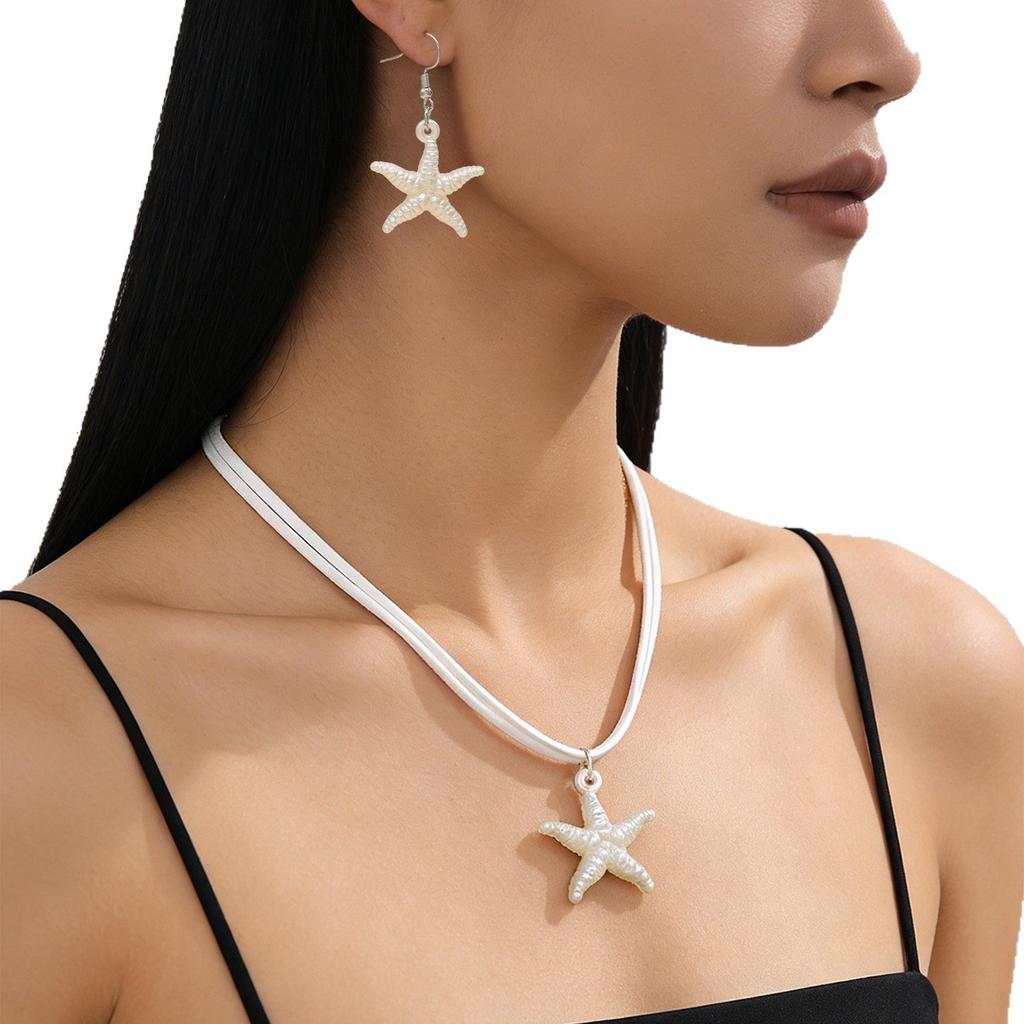 New Beach Bohemian Starfish Pendant Earrings Ocean Versatile Personality Necklace Women's Jewelry Set