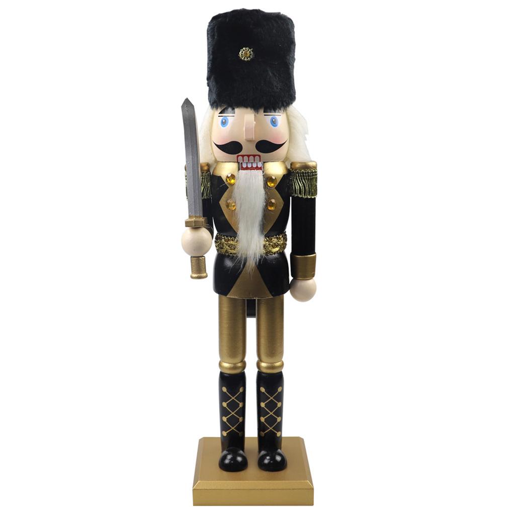 Stylish  Wooden Nutcracker Figure Ornament Lovely  Cartoon Chirstmas Soldier Decor Ornaments for Home Bedroom Living Room  Ofiic